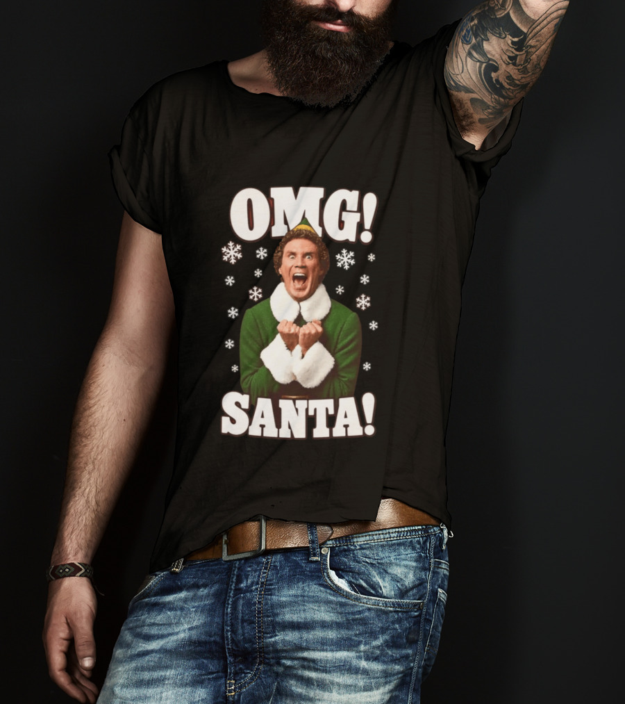 OMG Santa Will Ferrell Christmas Elf Snowflakes T-Shirt