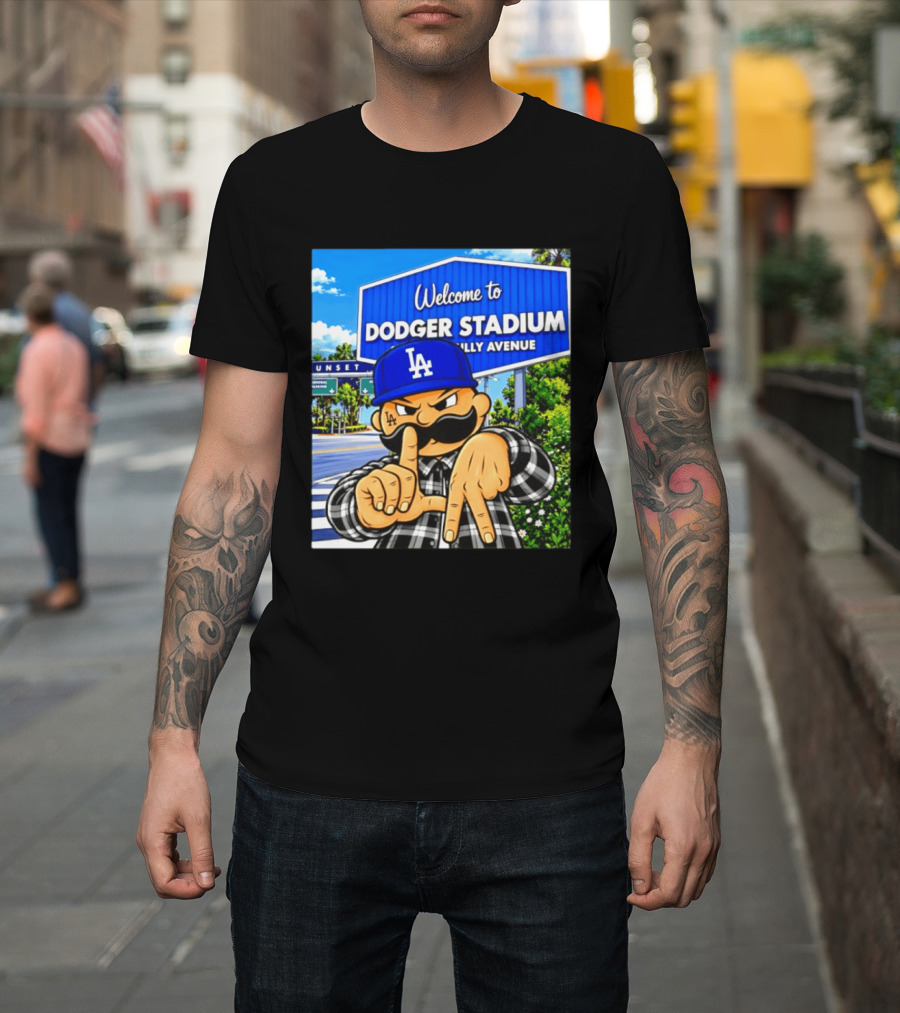 Welcome To Dodger Stadium Sunset Billy Avenue LA Dodgers Cholo T-Shirt
