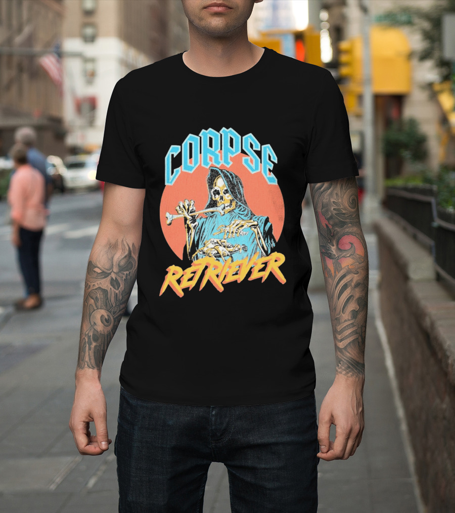 Corpse Retriever Skeleton With Hood And Bone T-Shirt