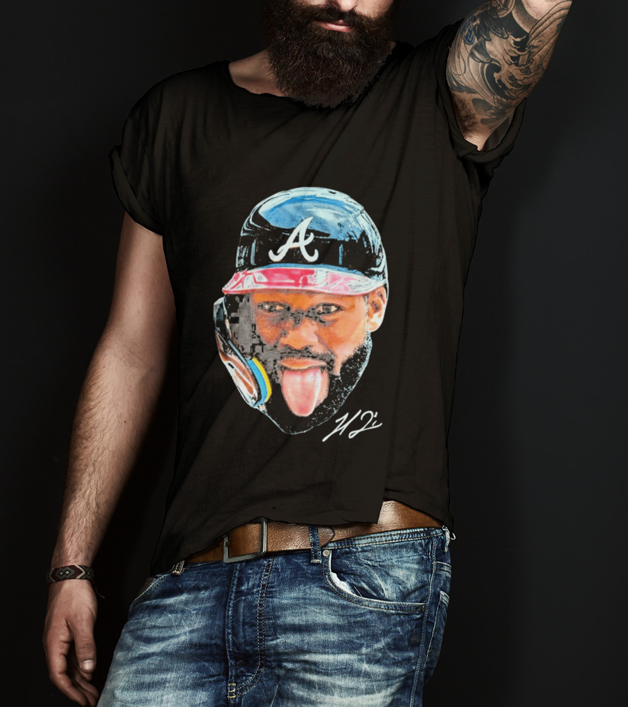 Michael Harris II Atlanta Braves Big Head Icon Signature T-Shirt