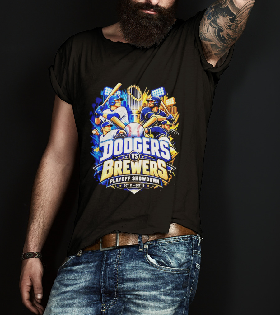 Dodgers Vs Brewers Playoff Showdown Oct 11 19 2026 T-Shirt