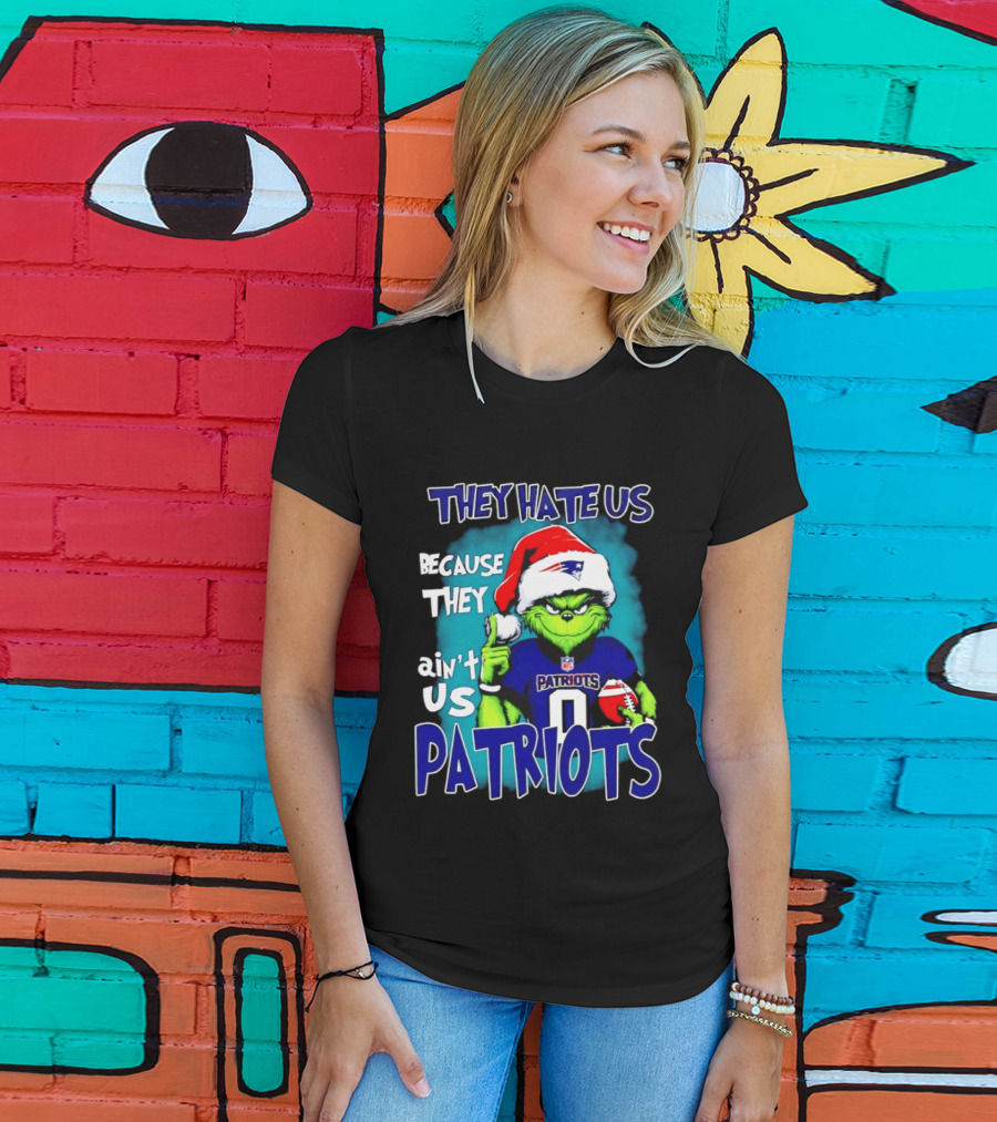New England Patriots Grinch Santa 2026 They Hate Us Because They Ain't Us T-Shirt