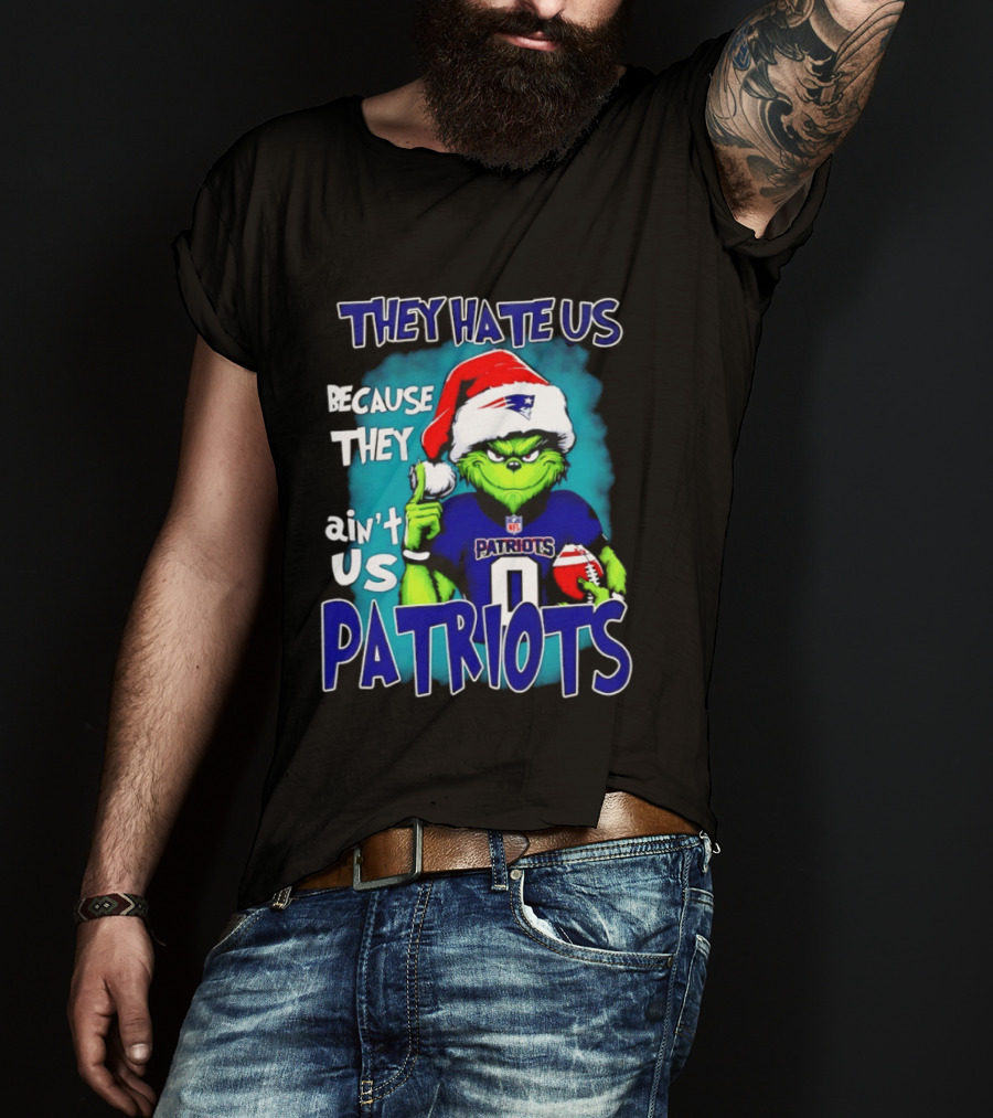 New England Patriots Grinch Santa 2026 They Hate Us Because They Ain't Us T-Shirt