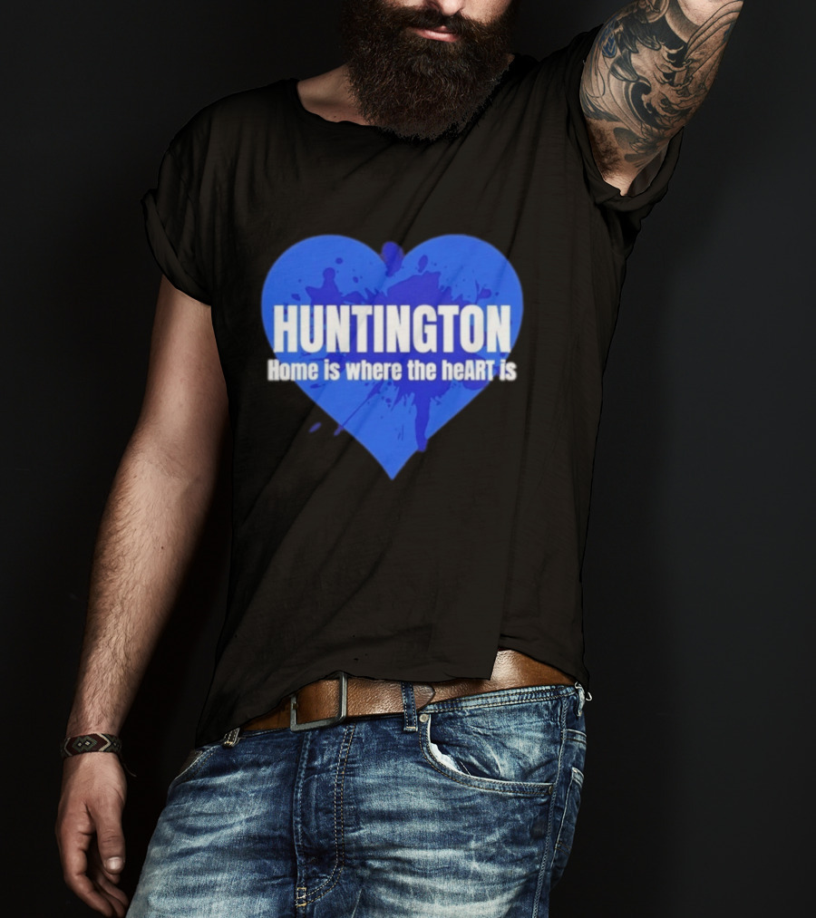 Huntington Home Is Where The Heart Is Blue Paint Splatter T-Shirt