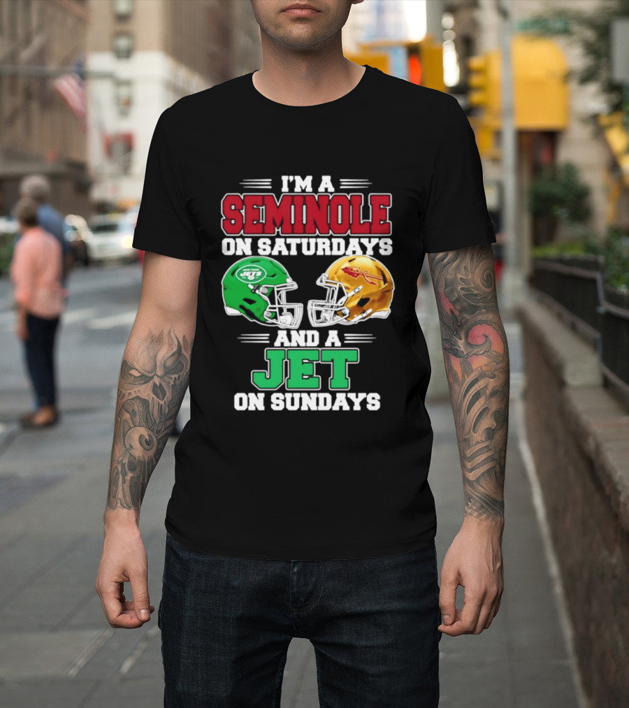 I'm A Seminole On Saturdays And A Jet On Sundays Football Helmets T-Shirt