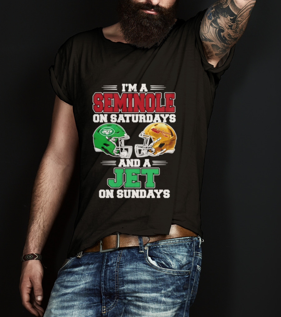 I'm A Seminole On Saturdays And A Jet On Sundays Football Helmets T-Shirt