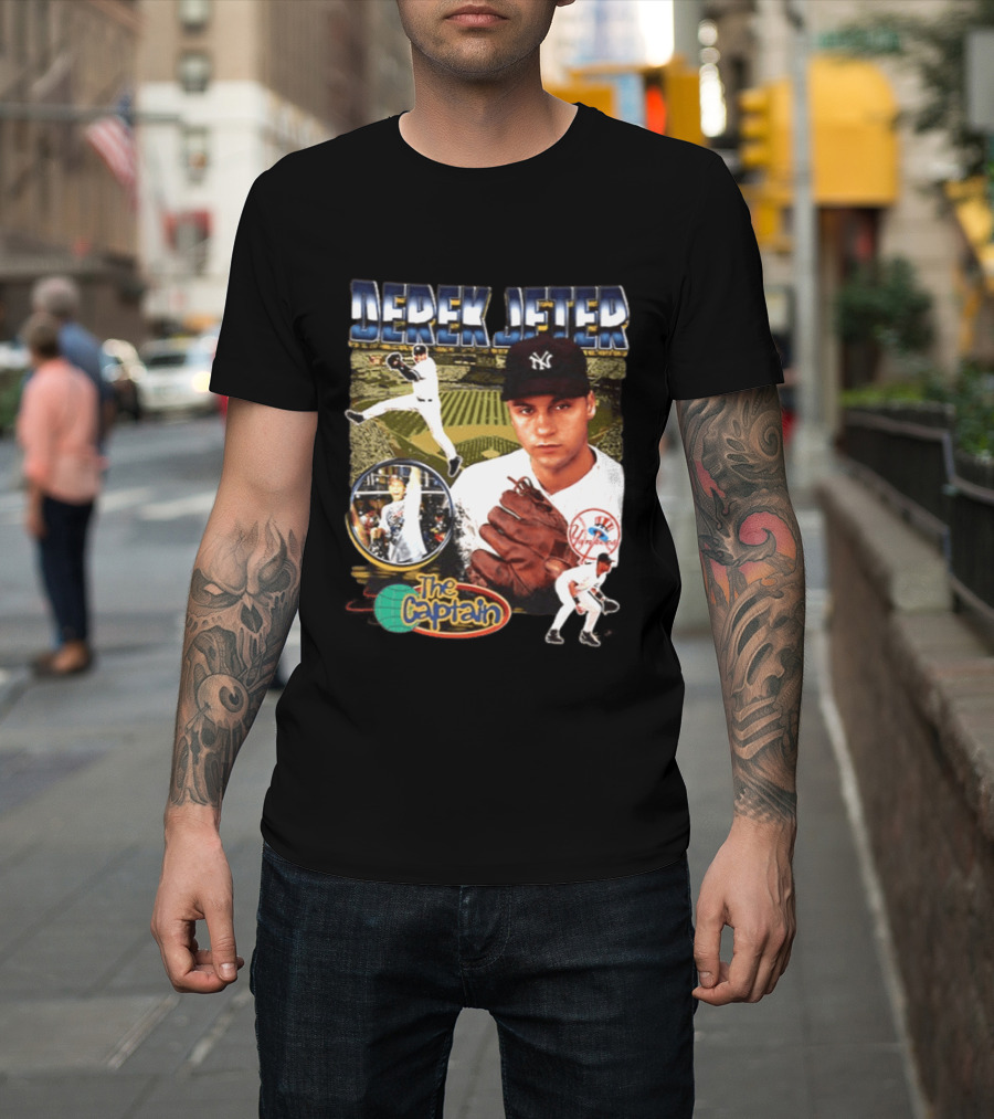 Derek Jeter New York Yankees The Captain MLB Player Tribute Two Sided T-Shirt