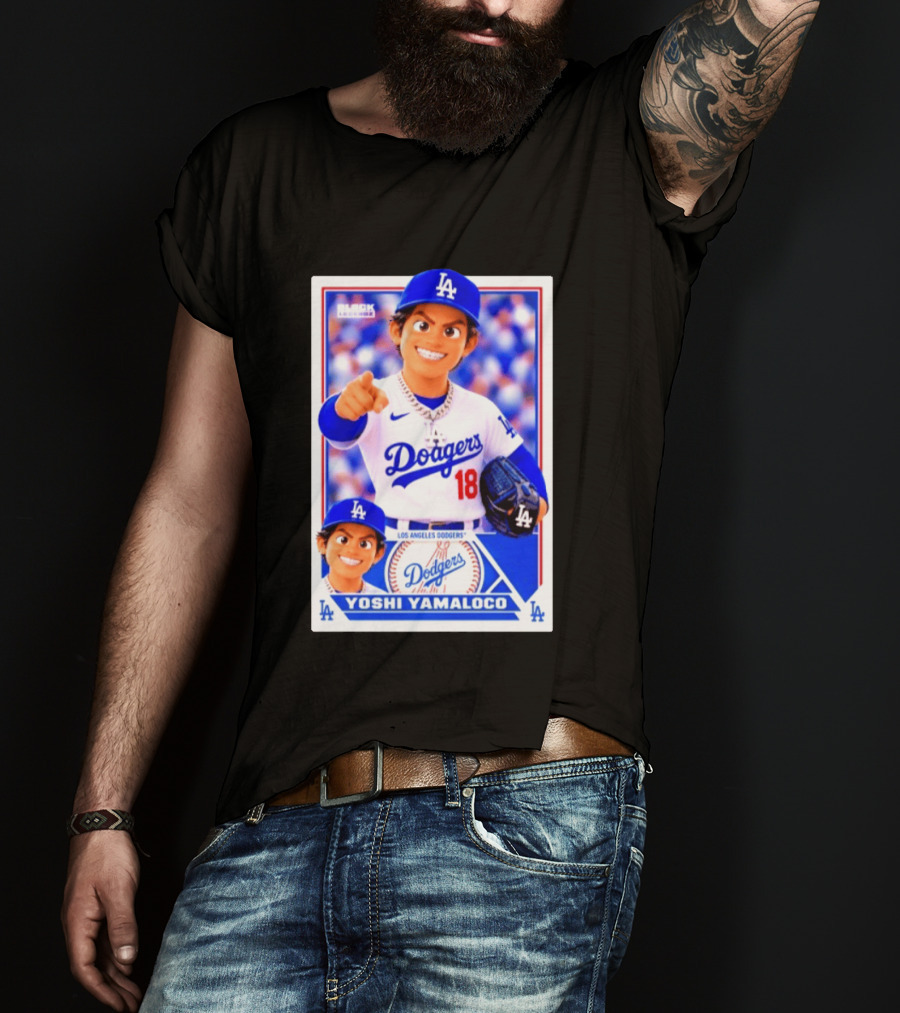 Block Legendz Yoshi Yamaloco Los Angeles Dodgers No 18 Baseball Card T-Shirt
