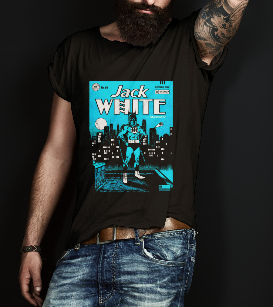 Jack White With Snooper Nashville TN 2026 Night 1 Live At The Truth October 9 Superhero Cityscape T-Shirt