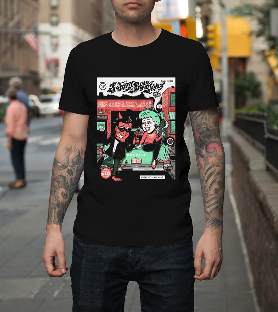 Johnny Blue Skies Detroit Event Motor City October 10 2026 Dark Clouds M.A.F.A Issue T-Shirt