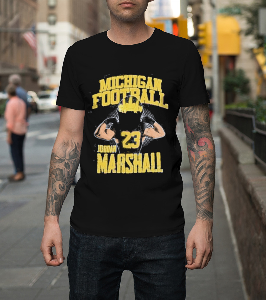 Jordan Marshall 23 Michigan Football Wolverines NIL Player T-Shirt