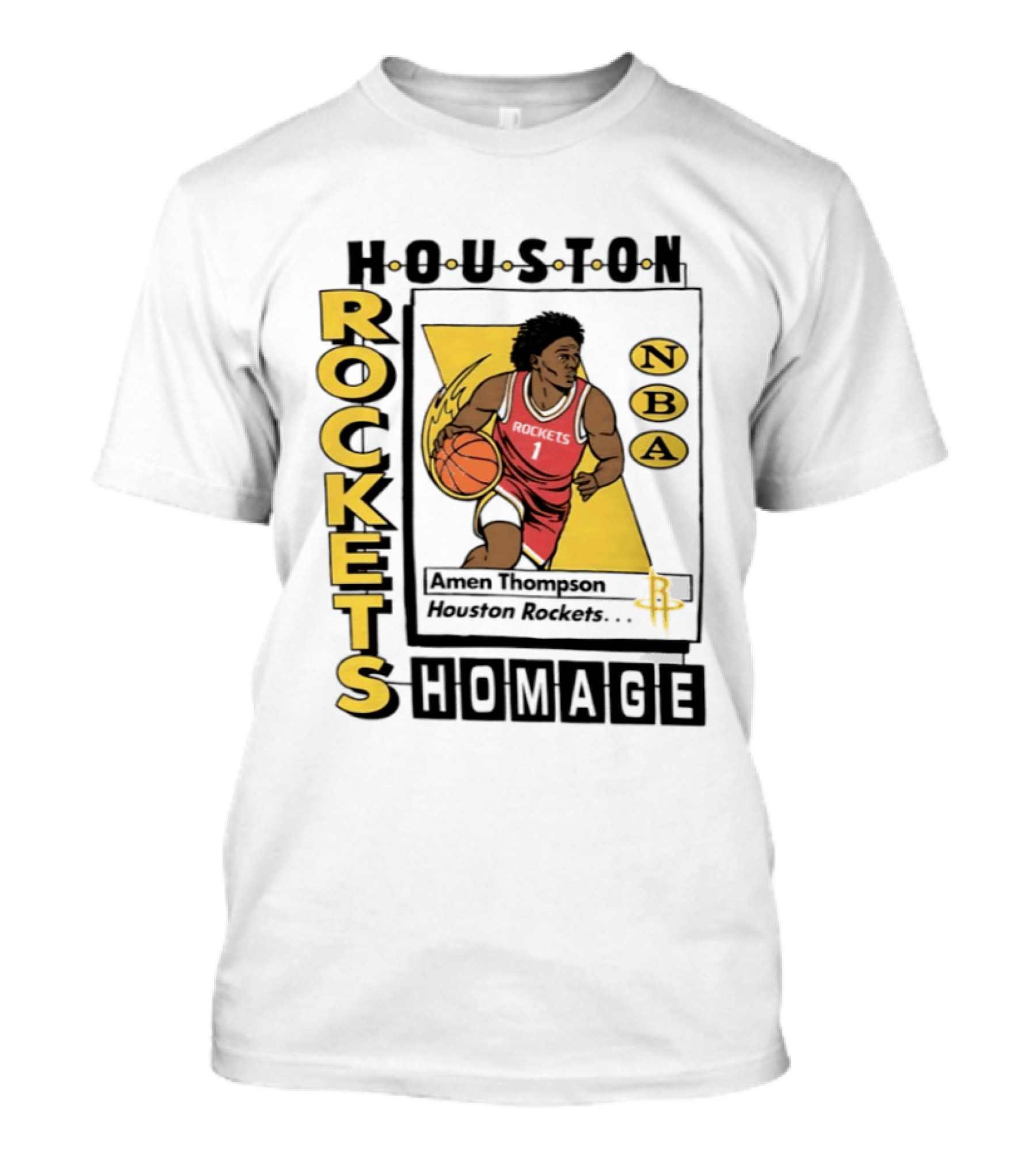 Amen Thompson Houston Rockets NBA Homage Trading Card T-Shirt