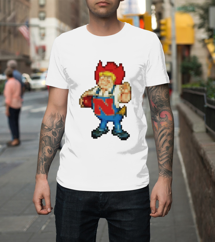 Herbie Husker Nebraska Cornhuskers Pixelated Character With Football T-Shirt