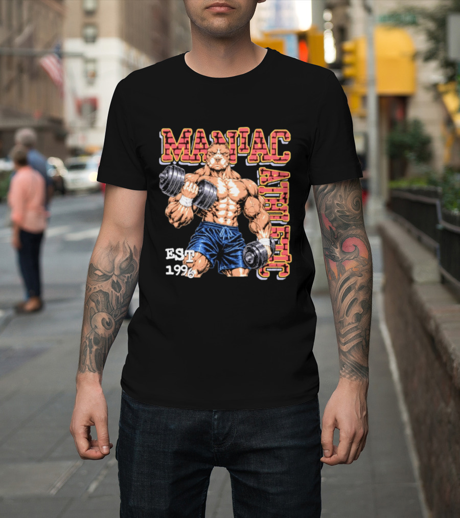 Pitbull Bodybuilder Maniac Athletic Est 1996 T-Shirt