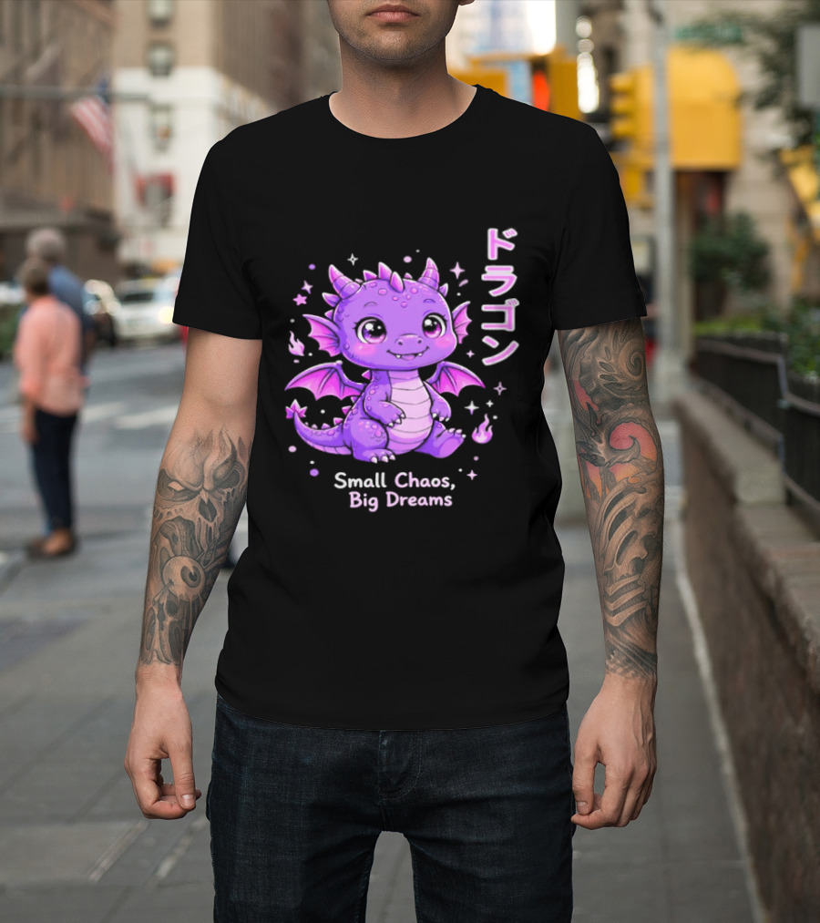 Dragon Small Chaos Big Dreams Purple Kawaii Anime T-Shirt