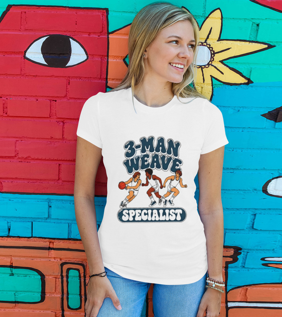 3 Man Weave Specialist Basketball Hoops Team Play T-Shirt