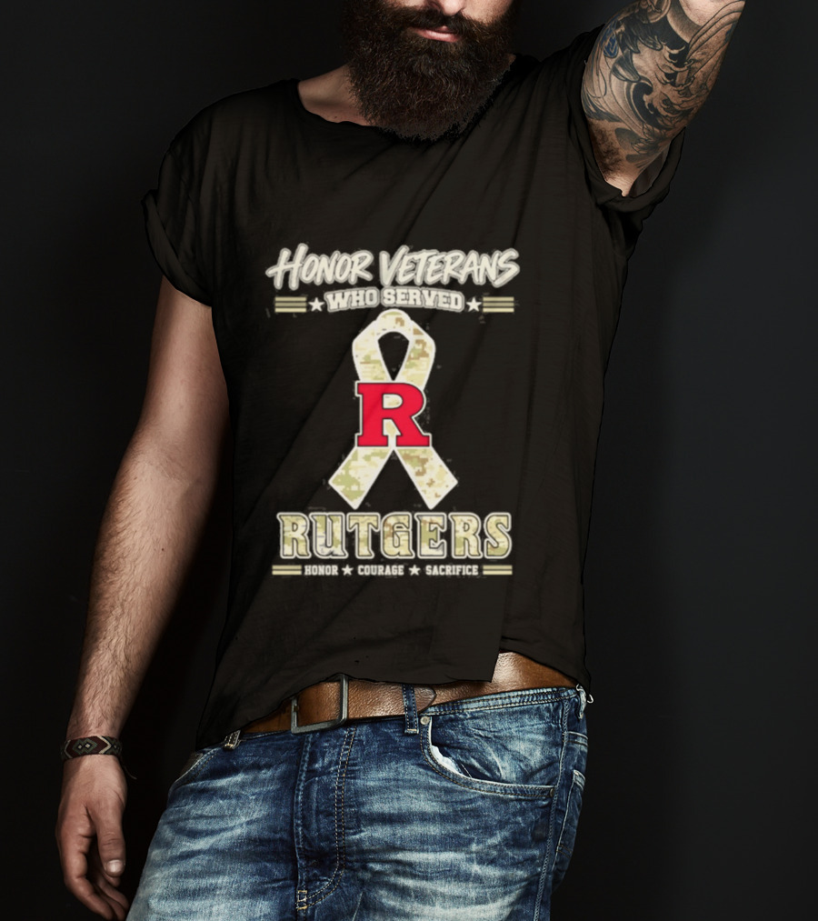 Rutgers Scarlet Knights Honor Veterans Camo Ribbon Veterans Day T-Shirt