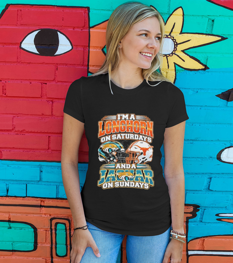 I'm A Longhorn On Saturdays Jaguar On Sundays Football Helmets T-Shirt