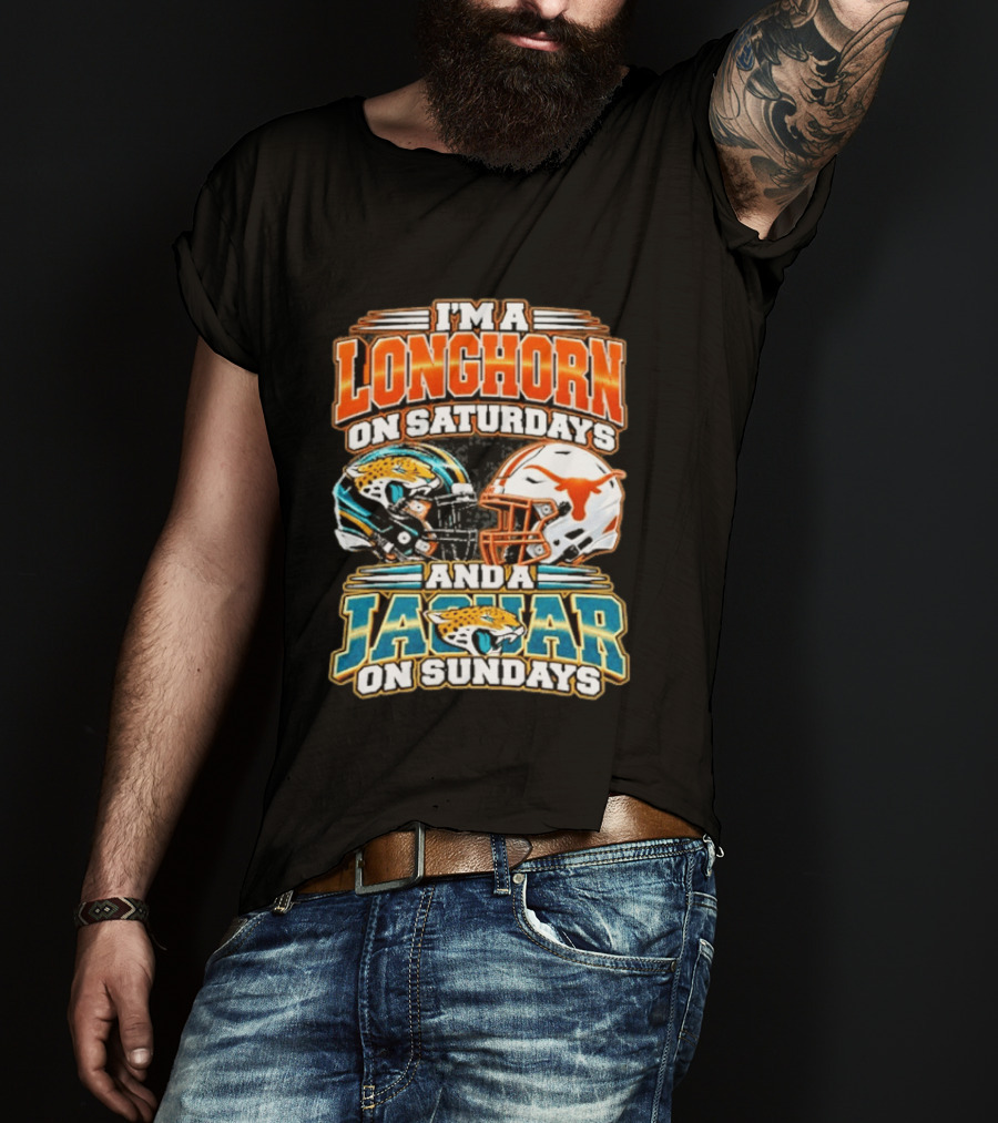 I'm A Longhorn On Saturdays Jaguar On Sundays Football Helmets T-Shirt