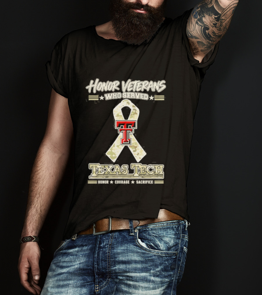 Texas Tech Red Raiders Honor Veterans Camo Ribbon Veterans Day T-Shirt