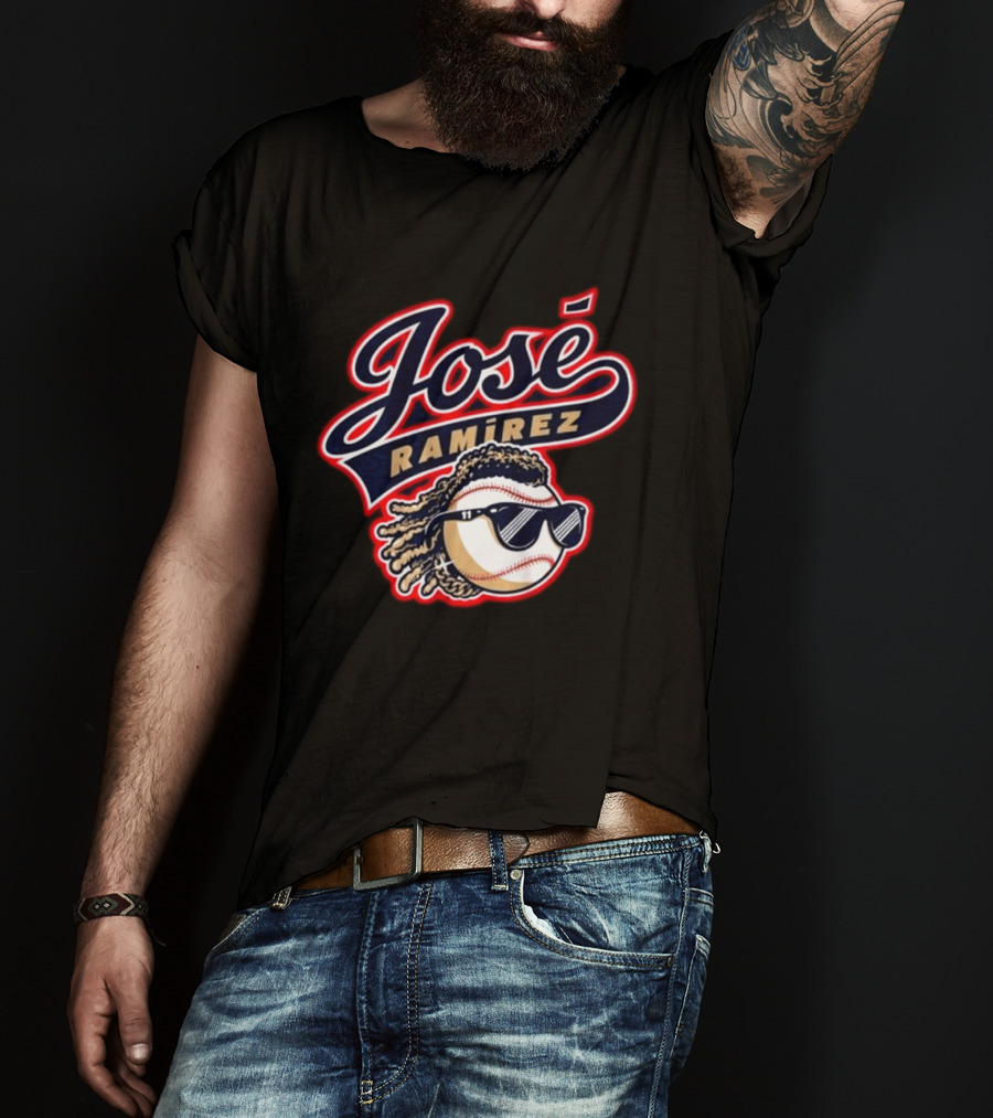 Jose Ramirez Cleveland Guardians Baseball Dreads Sunglasses T-Shirt