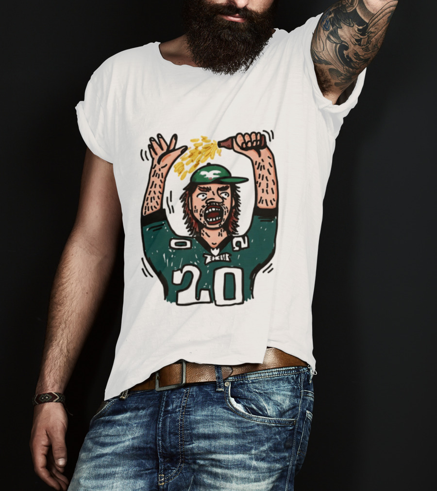Philadelphia Eagles Angry Philly Fan With Cheesesteak And 20 Jersey T-Shirt