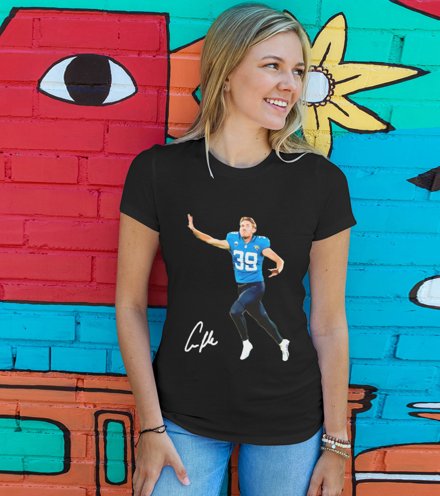 Cam Little Jacksonville Jaguars 39 Player Jumping Action T-Shirt