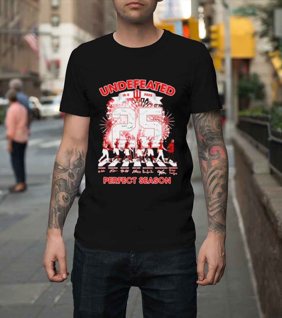 Indiana Hoosiers 2025 Undefeated 16 0 Perfect Season Signatures T-Shirt