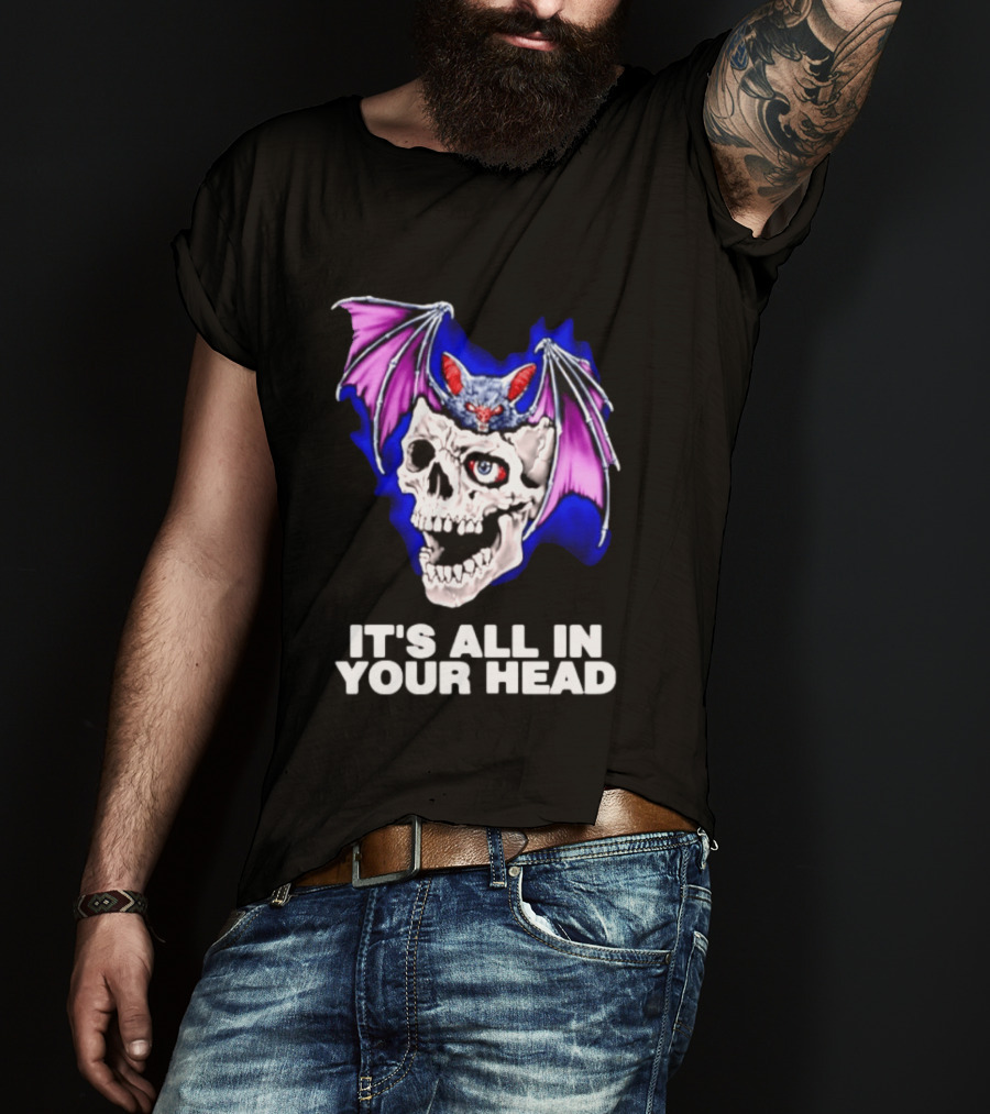 It's All In Your Head Bat Skull Gothic Colorful Horror T-Shirt