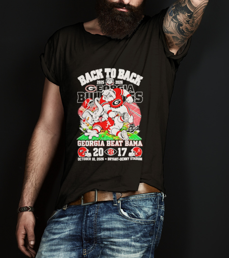 Back To Back Georgia Bulldogs Beat Bama 20 17 October 31 2026 Sanford Stadium T-Shirt