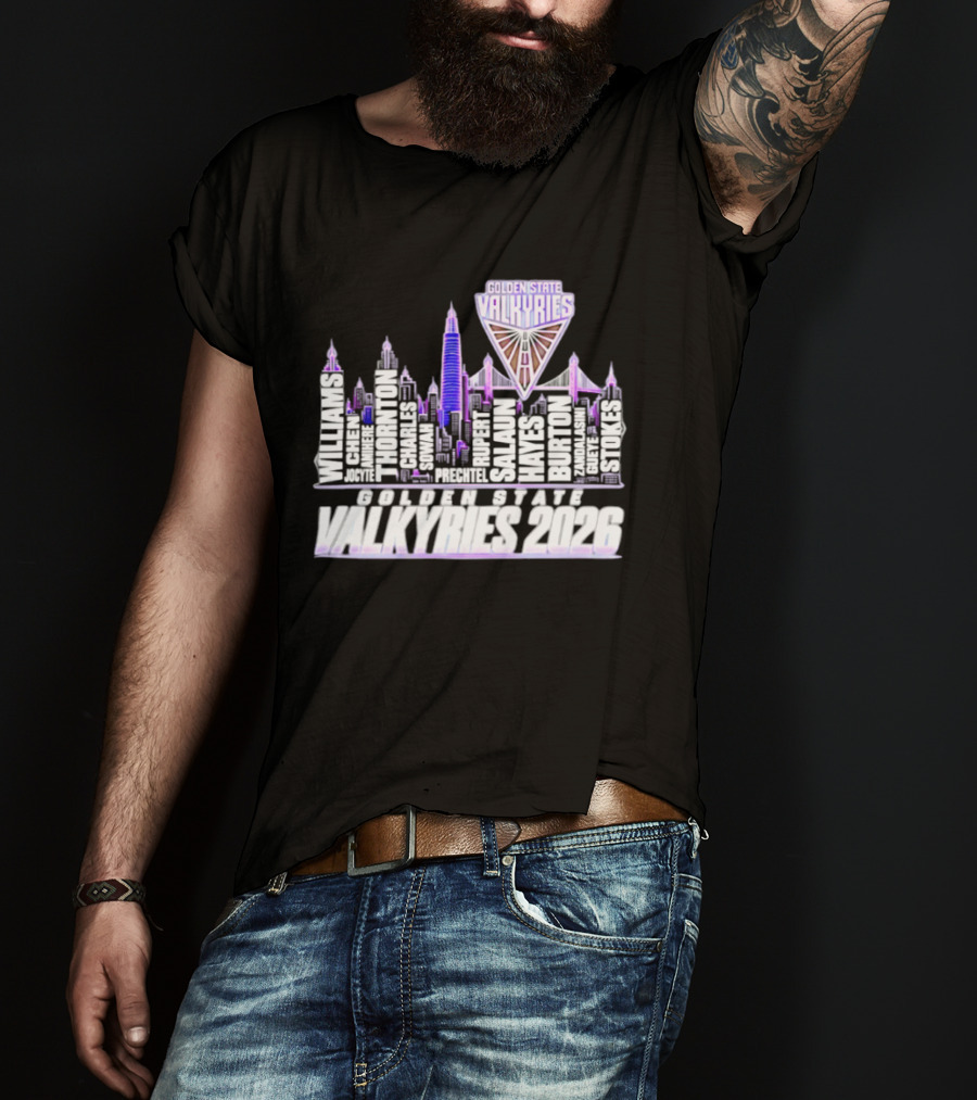 Golden State Valkyries Players Name City Skyline 2026 T-Shirt