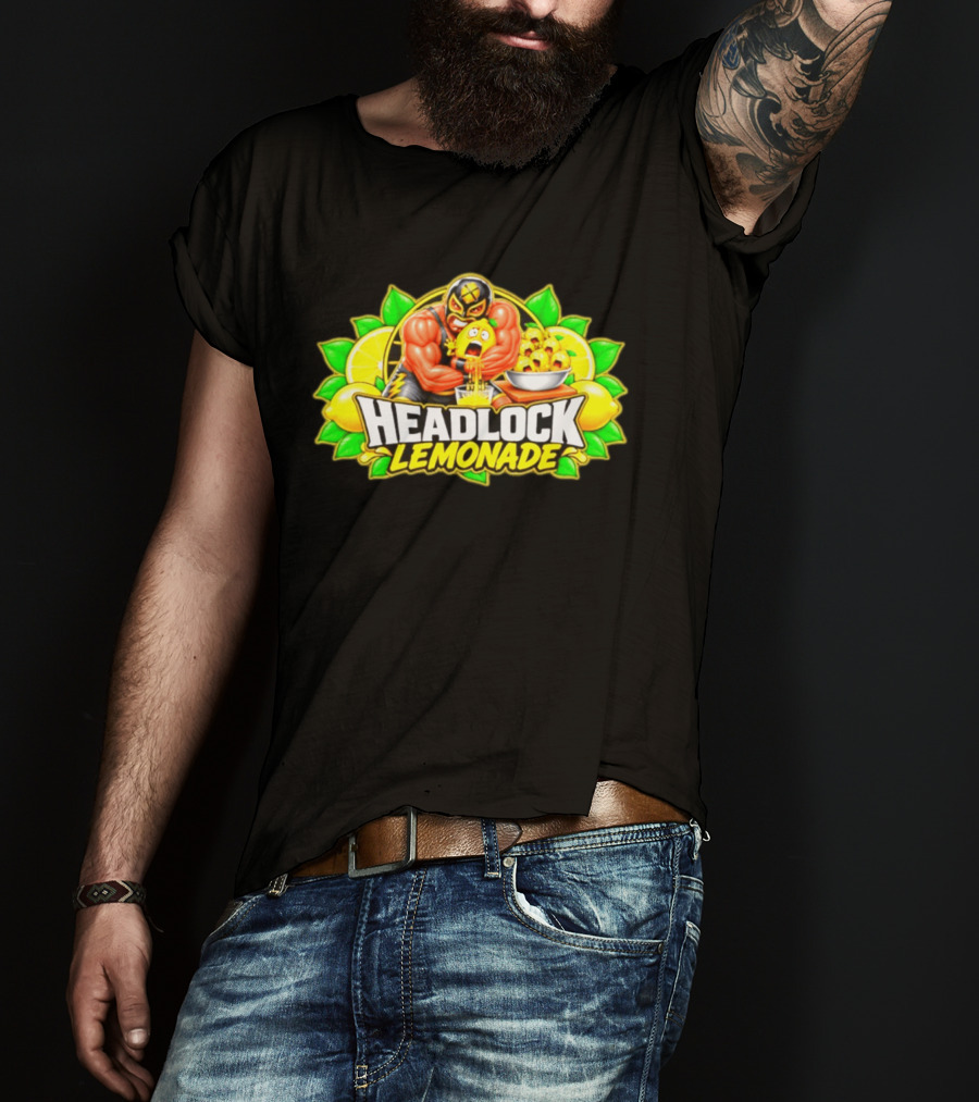 Headlock Lemonade Luchador Squeezing Lemons Cartoon T-Shirt