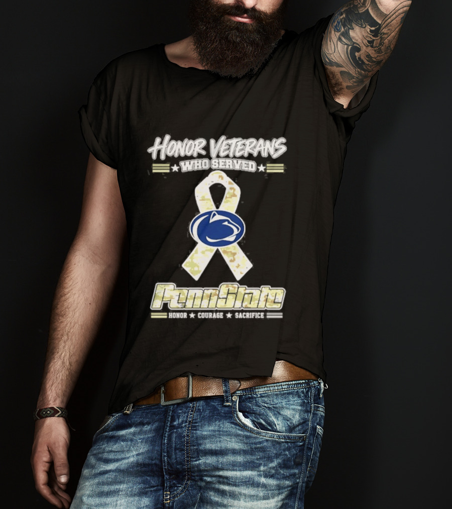Penn State Nittany Lion Honor Veterans Military Camo Ribbon T-Shirt