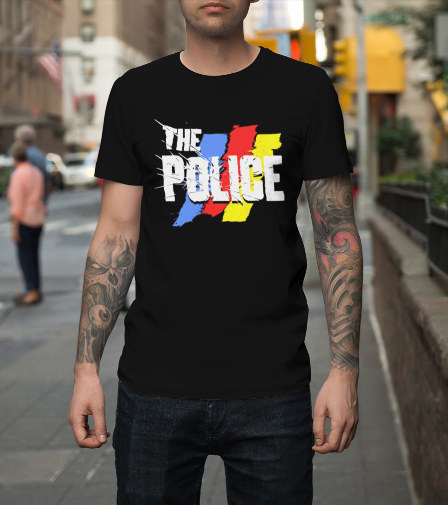 The Police Band Logo With Colorful Stripes T-Shirt