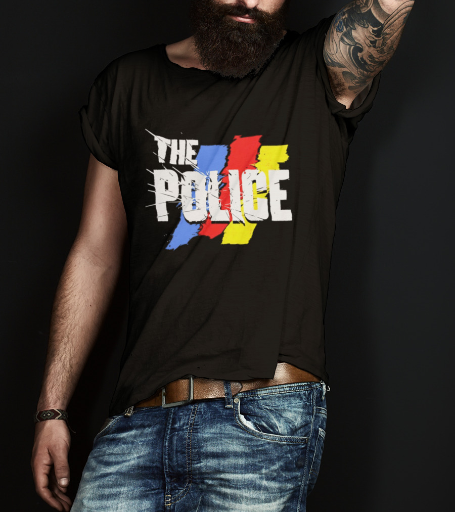 The Police Band Logo With Colorful Stripes T-Shirt