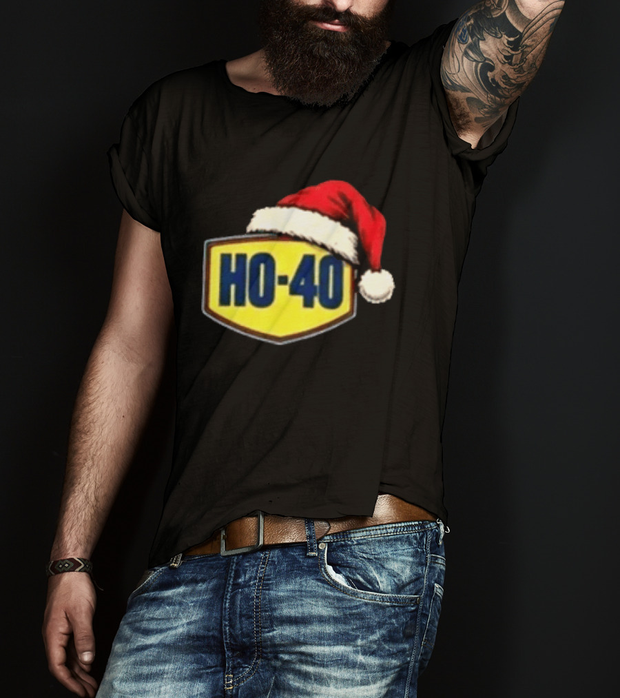 HO 40 Santa Hat Christmas Humor For Mechanic Enthusiasts T-Shirt