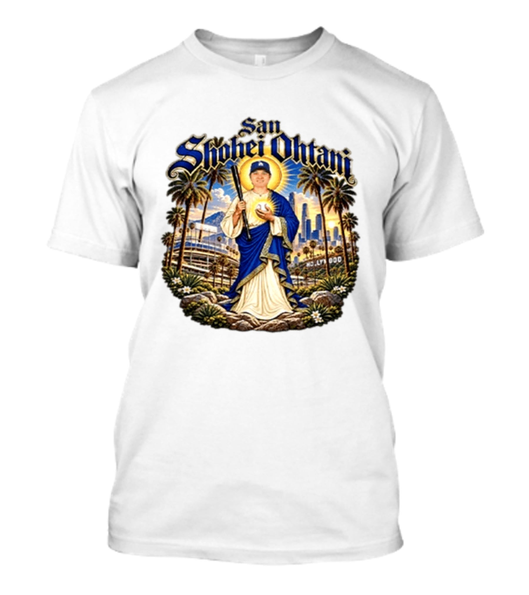 San Shohei Ohtani Los Angeles Baseball Holy Wood Stadium Cityscape T-Shirt