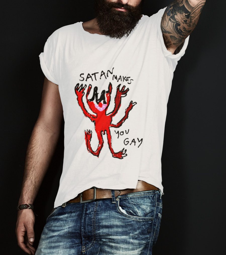 Satan Makes You Gay Devil Six Armed Creature T-Shirt