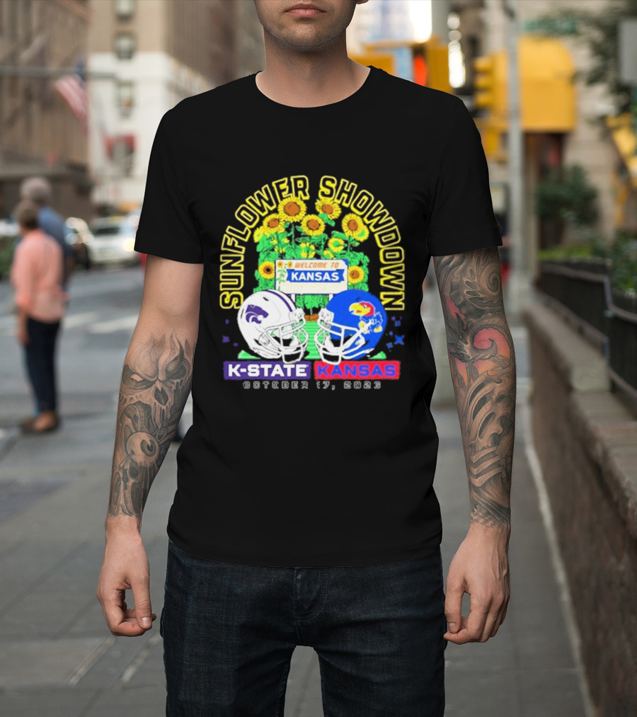 Sunflower Showdown K State Wildcats Vs Kansas Jayhawks October 17 2026 Welcome To Kansas Rivalry T-Shirt