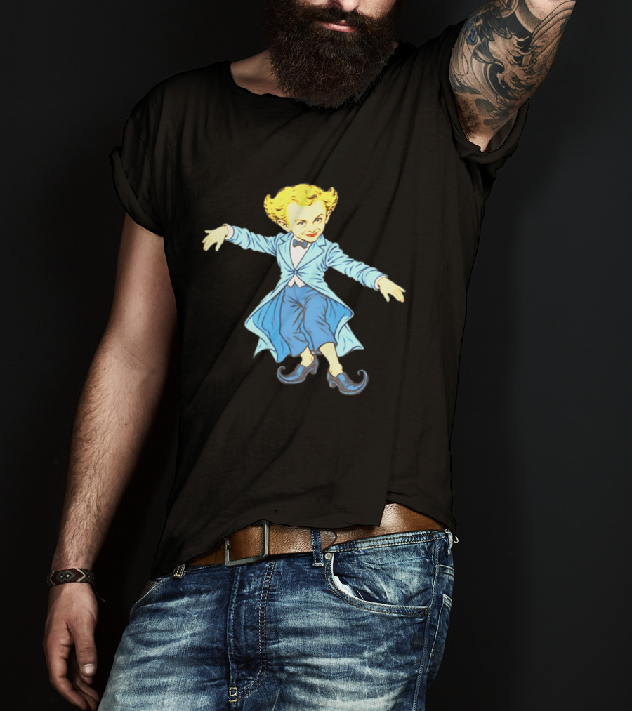 Rumpelstiltskin Tip Toe Cartoon Character In Blue Suit And Black Shoes T-Shirt
