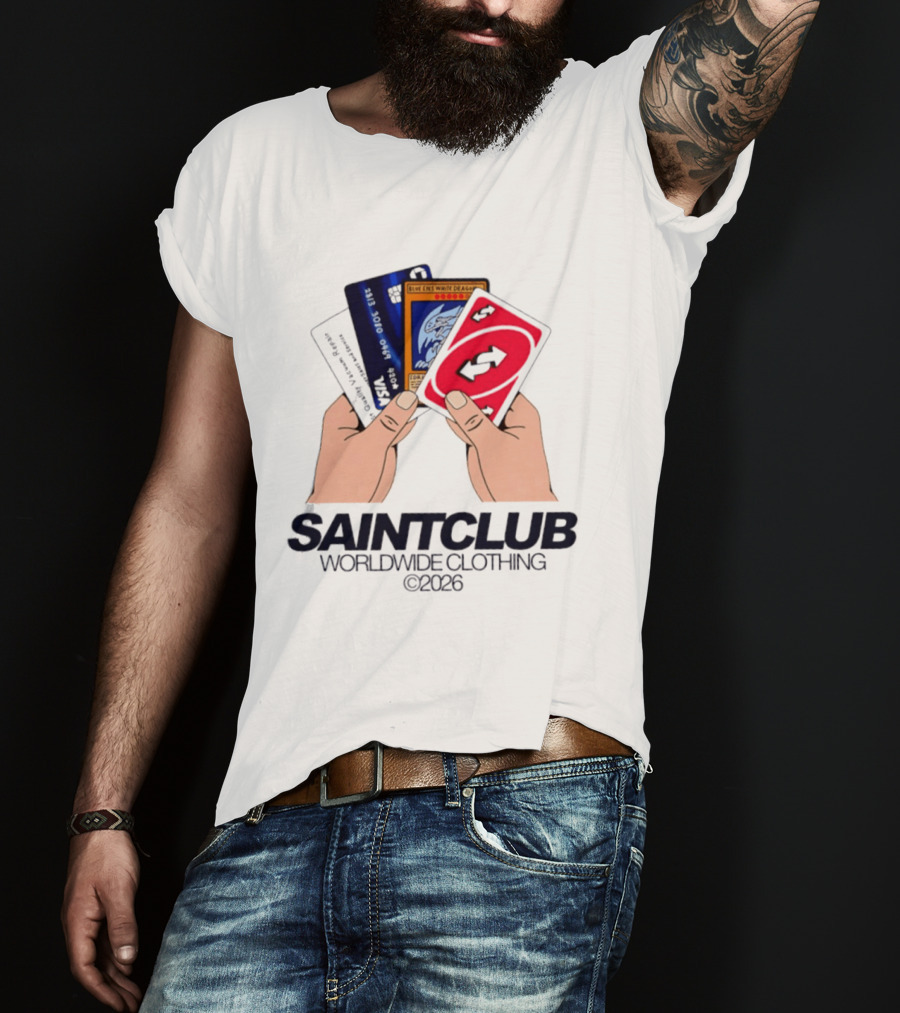 Blue Eyes White Dragon Uno Card Saintclub Worldwide Clothing 2026 T-Shirt