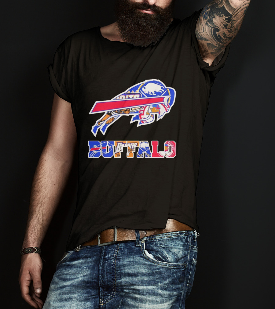 Buffalo Sabres Bandits Bisons Sports Team Logo Collage T-Shirt