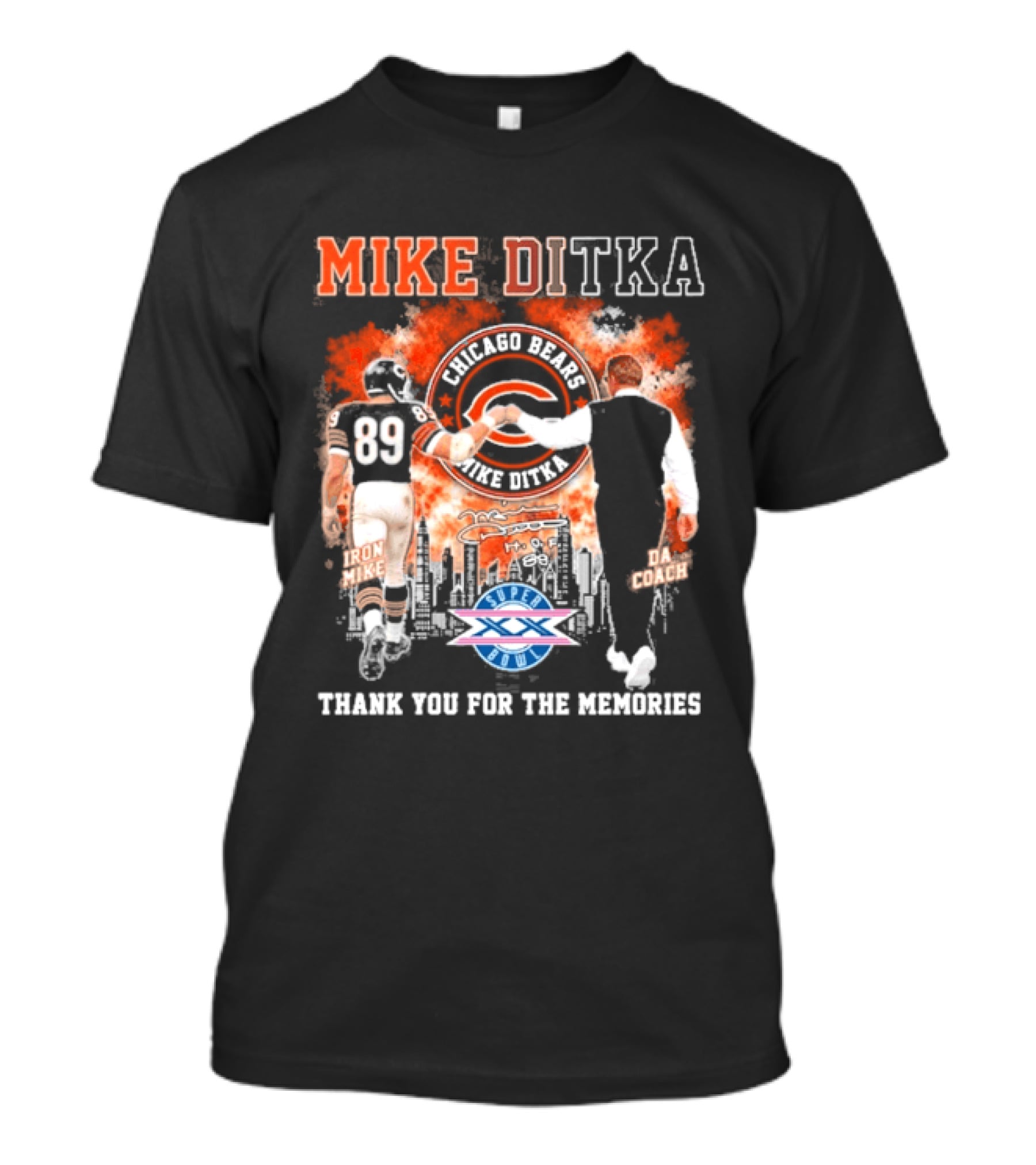 Mike Ditka Iron Mike Da Coach Super Bowl Fist Bump Thank You For The Memories T-Shirt