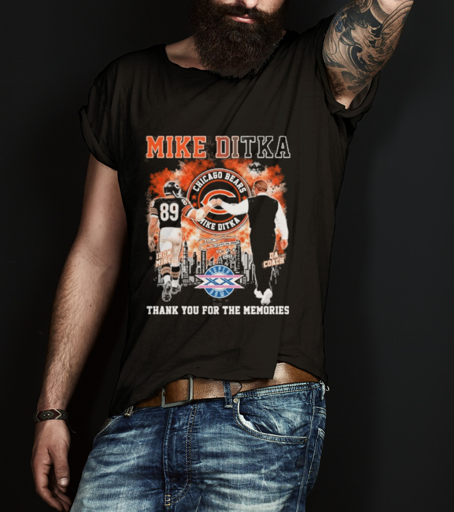 Mike Ditka Iron Mike Da Coach Super Bowl Fist Bump Thank You For The Memories T-Shirt