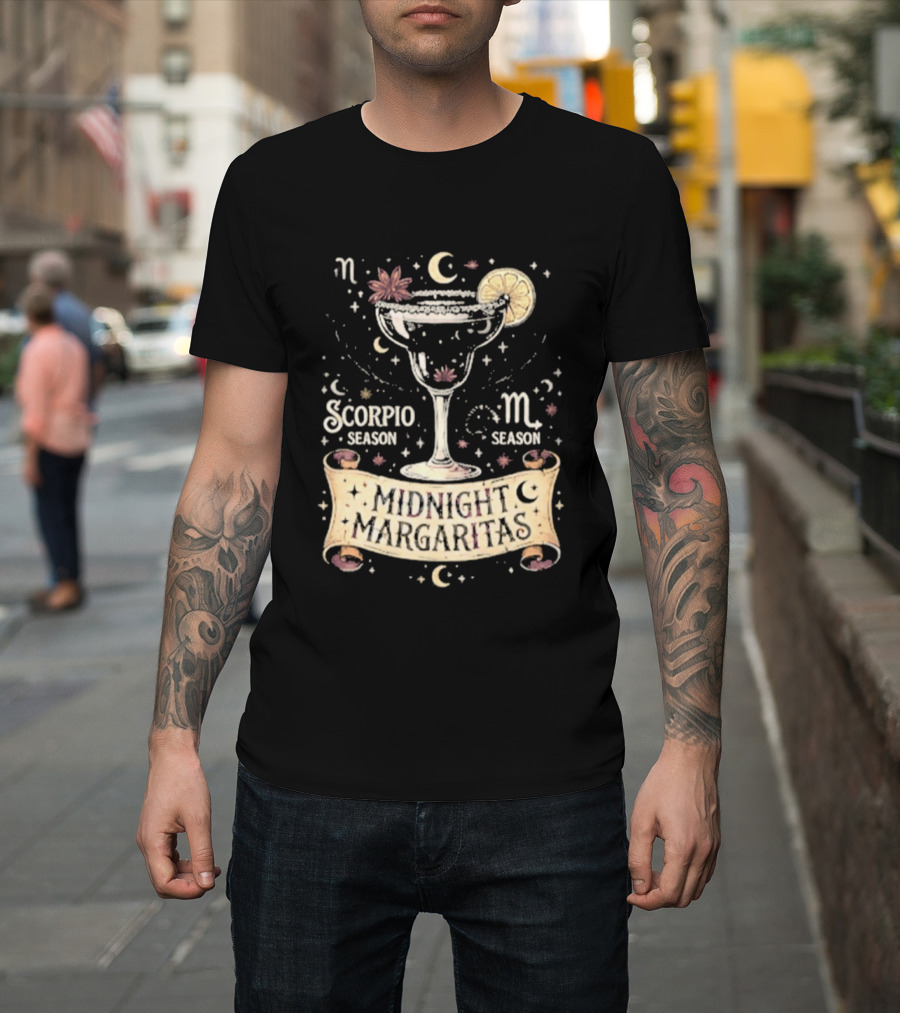 Midnight Margaritas Scorpio Season Zodiac Cocktail Aesthetic T-Shirt