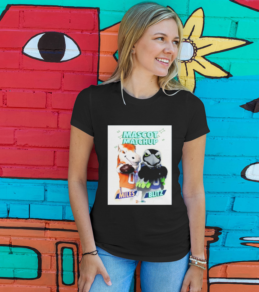 Mascot Matchup Miles Vs Blitz Denver Broncos Seattle Seahawks 2026 T-Shirt