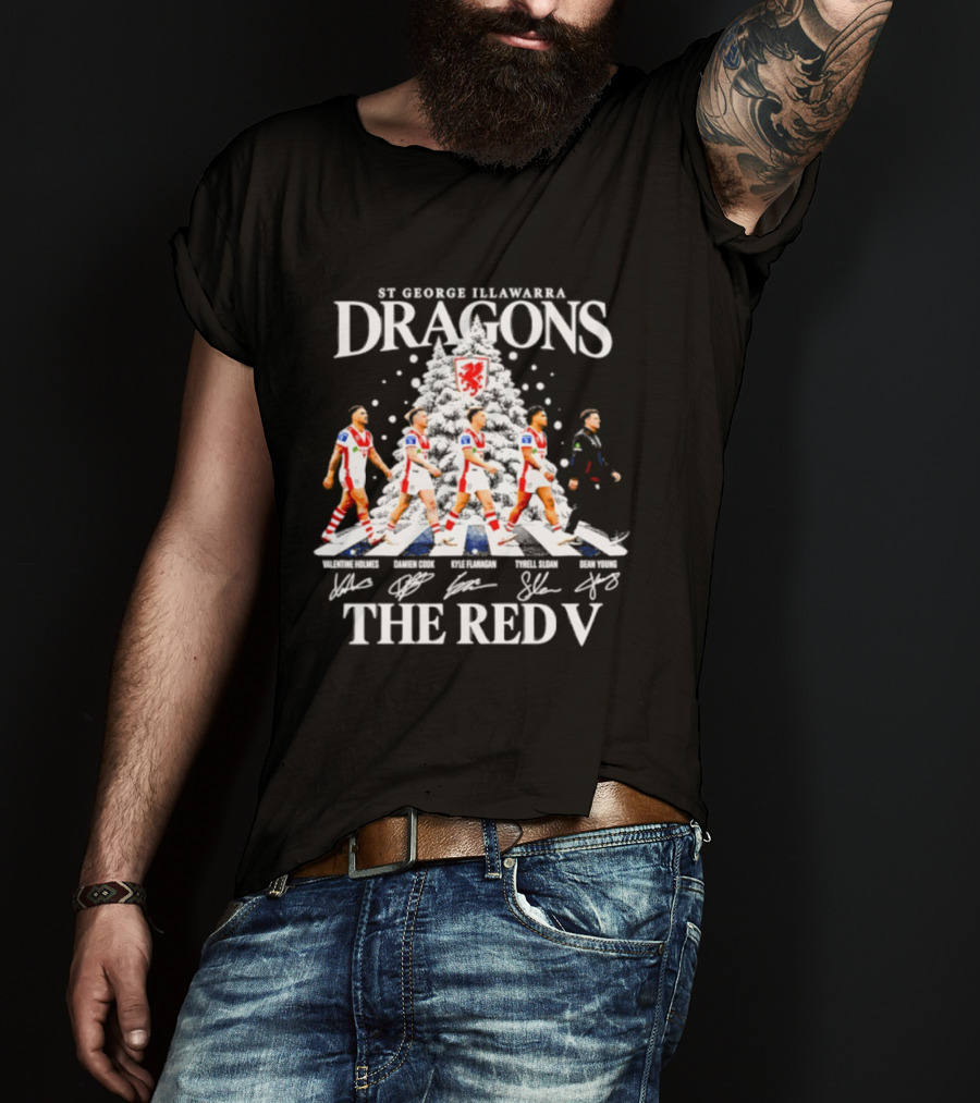 St George Illawarra Dragons NRL Christmas 2026 The Red V Players And Signatures T-Shirt