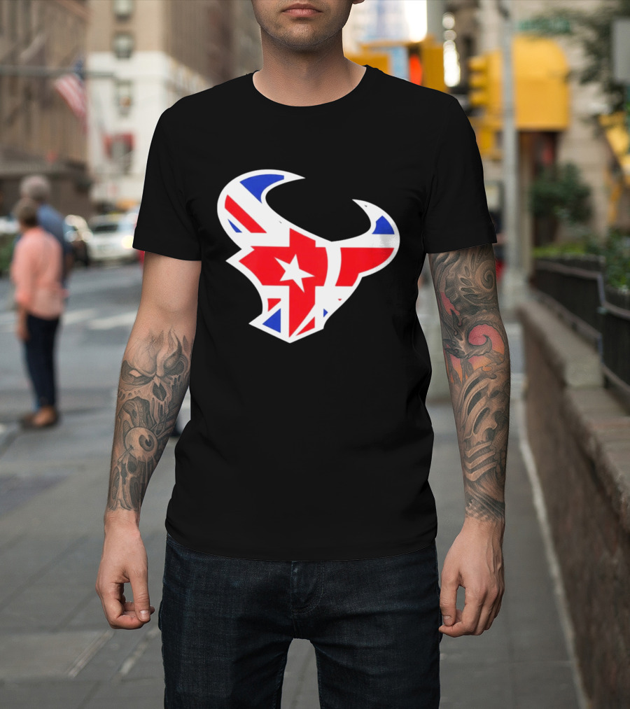 Texans British Flag Bullhead Symbol UK Team Profile T-Shirt