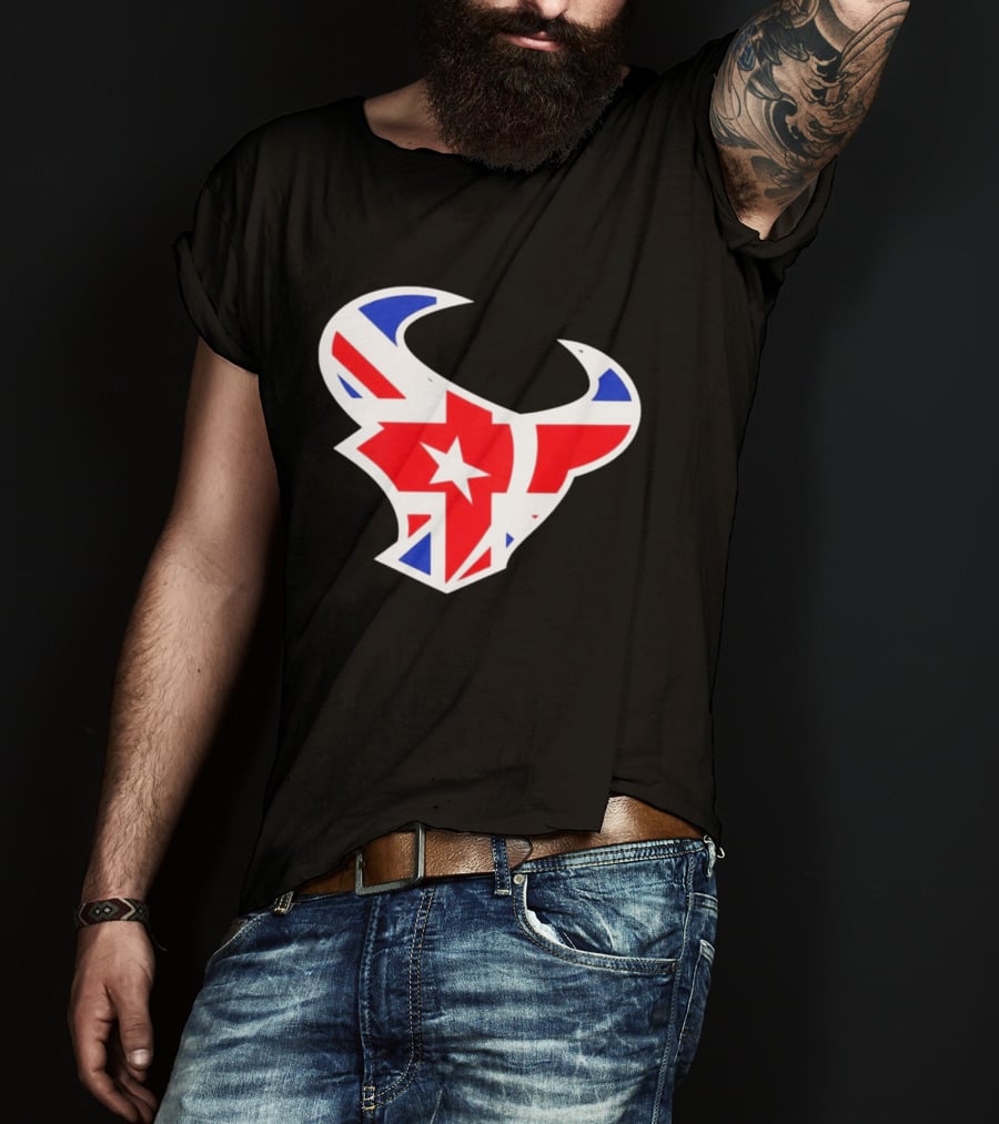 Texans British Flag Bullhead Symbol UK Team Profile T-Shirt