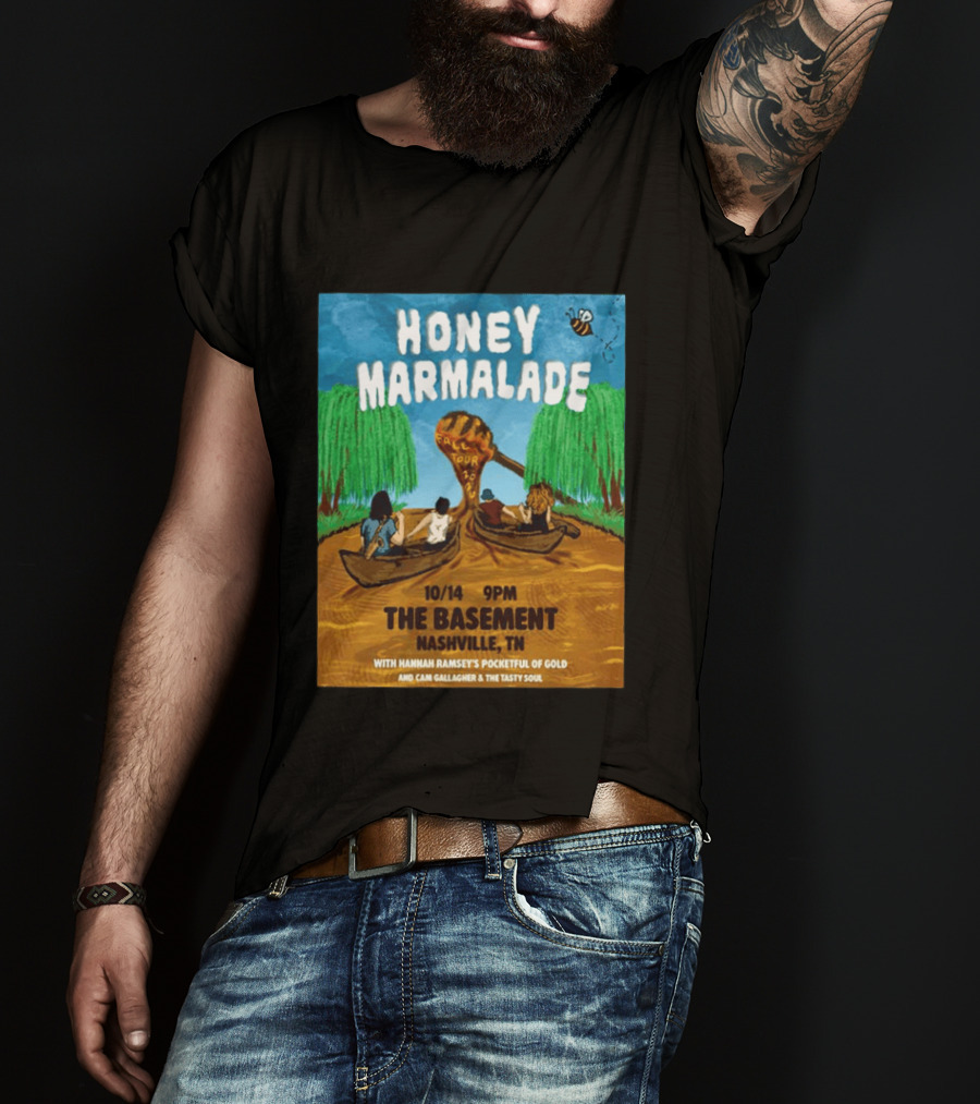 Honey Marmalade Fall Tour 2026 Nashville The Basement Halloween Event With Hannah Ramsey's Pocketful Of Gold And Cam Gallagher And The Tasty Soul T-Shirt